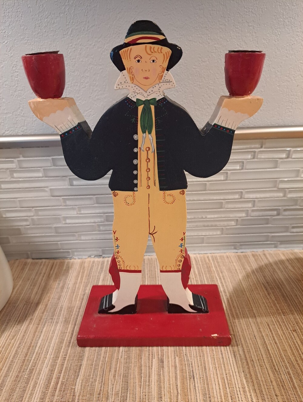 Vtg IKEA Lizzie Velander Swedish Ffolk Art-Style Wooden Boy Figurine